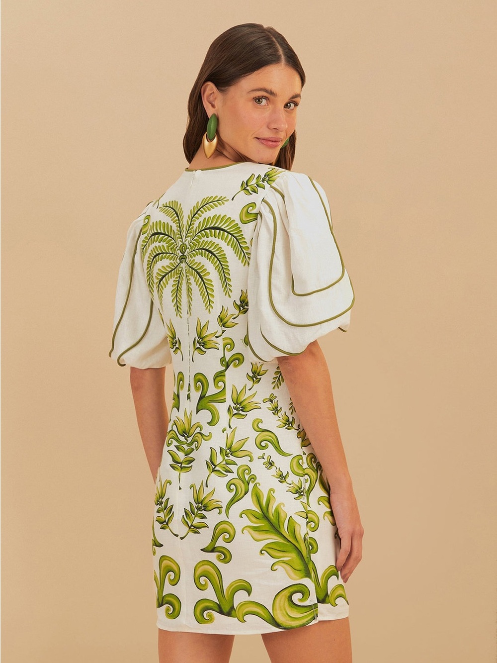 Farm Rio: Off-White Milani V Neck Mini Dress - Picture 4 of 12